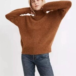 Madewell Dillon Rich Brown Mock Neck Wool Blend Sweater